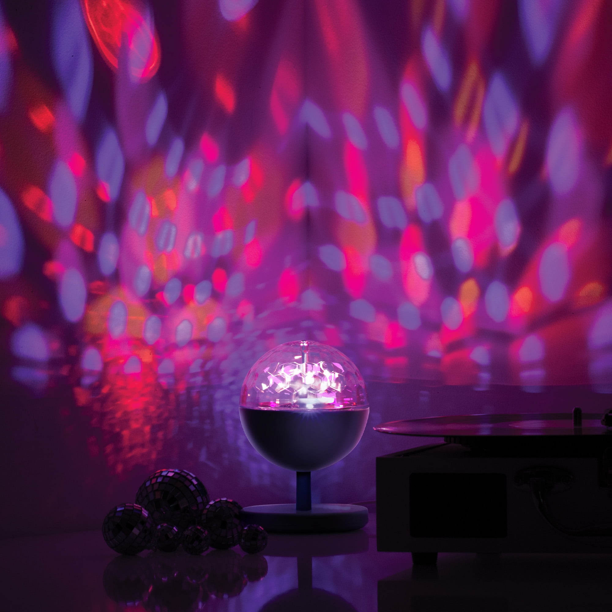 BrightSide Spinning Party Light with Remote - 6.5" Sound Reactive LED Light, Rechargeable