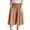 Khaki, variant on Womens Cotton Linen Blend Elastic Waist Wide Leg Culottes Casual Loose Cropped Pants with Side Buttons and Pockets Lightweight Solid Color Daily Wear