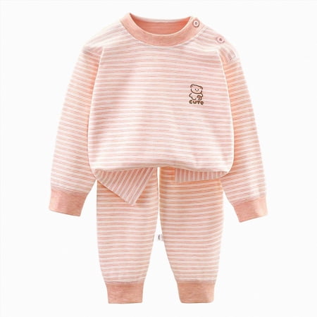 80 Toddler Baby Boys Girls 2 Piece Made With Cotton Sleepwear Fall Clothes Long Sleeve Sweatshirt + Joggers Pants Orange Girl Winter Set