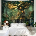 thumbnail image 3 of Forest Tapestry | Nature Green Wall Decor for Bedroom, Extra Large Tree of Life Tapestries, Fairy Landscape Living Room Decor, Fantasy Mystical Magical Backdrop Wall Hanging for Dorm, 3 of 9
