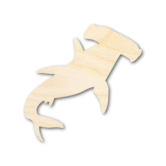 Unfinished Wood Swimming Hammer Head Shark Shape | DIY Craft Cutout 5" / 1/2"