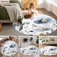 thumbnail image 5 of Round Rug 5Ft Washable Non-Slip, Spring Blue Floral Circle Area Rugs for Living Room Bedroom, Country Garden Wildflowers Botanical Indoor Floor Mats Carpet Runner for Home Decor Aesthetic, 5 of 8