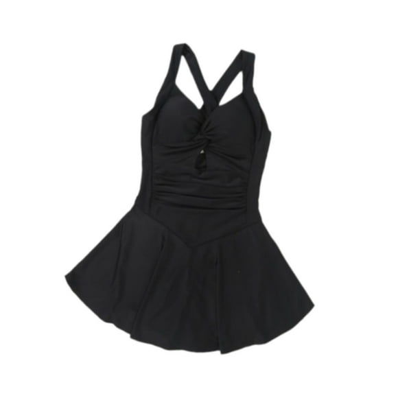 Traje de baño para mujer, cruzado, transpirable, sin mangas, con falda. SG