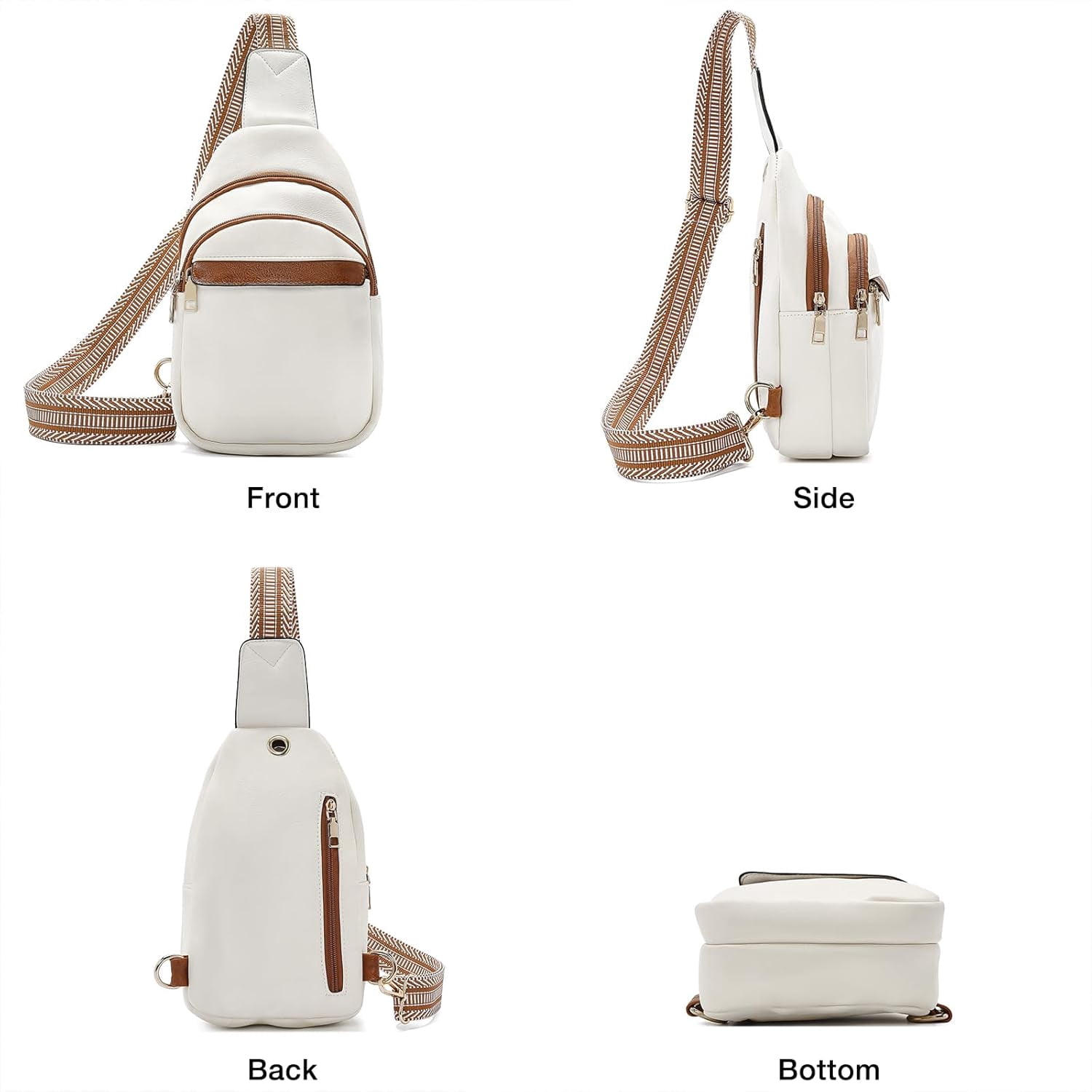 Small Sling Bag for Women Vegan Leather Crossbody Purses Fanny Pack Chest Bag for Travel