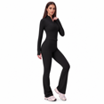 thumbnail image 5 of Veballensty Women's 2 Piece Yoga Outfit, Zip Up Long Sleeve Cropped Jacket & High Waist Flared Leggings Workout Tracksuit for Gym Running, 5 of 9