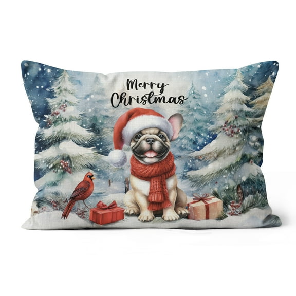 Merry Christmas French Bulldog Enjoys Woofmas Winter Xmas Holiday Pillow Cushion Double Sided Dog Lover Gifts Throw Pillow - 02022
