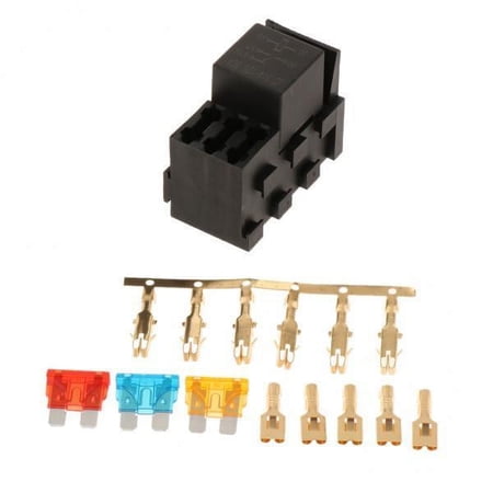Wzmzjy 2X Universal Truck Boat Insurance 4-Slot Fuse Relay Holder Box Socket Black
