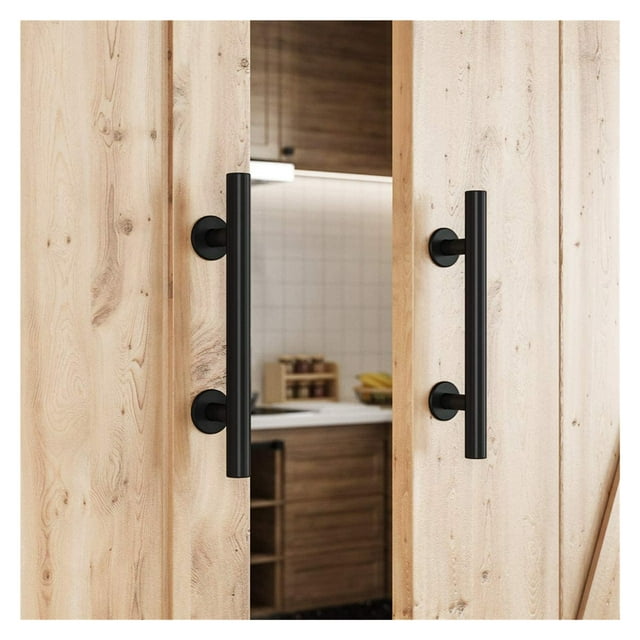 Poignée de Porte Coulissante en Bois de Grange 12 Po Acier Inoxydable/carbone Ensemble de Poignée Coulissante Matériel de Porte Intérieur Robuste, Facile à Transporter