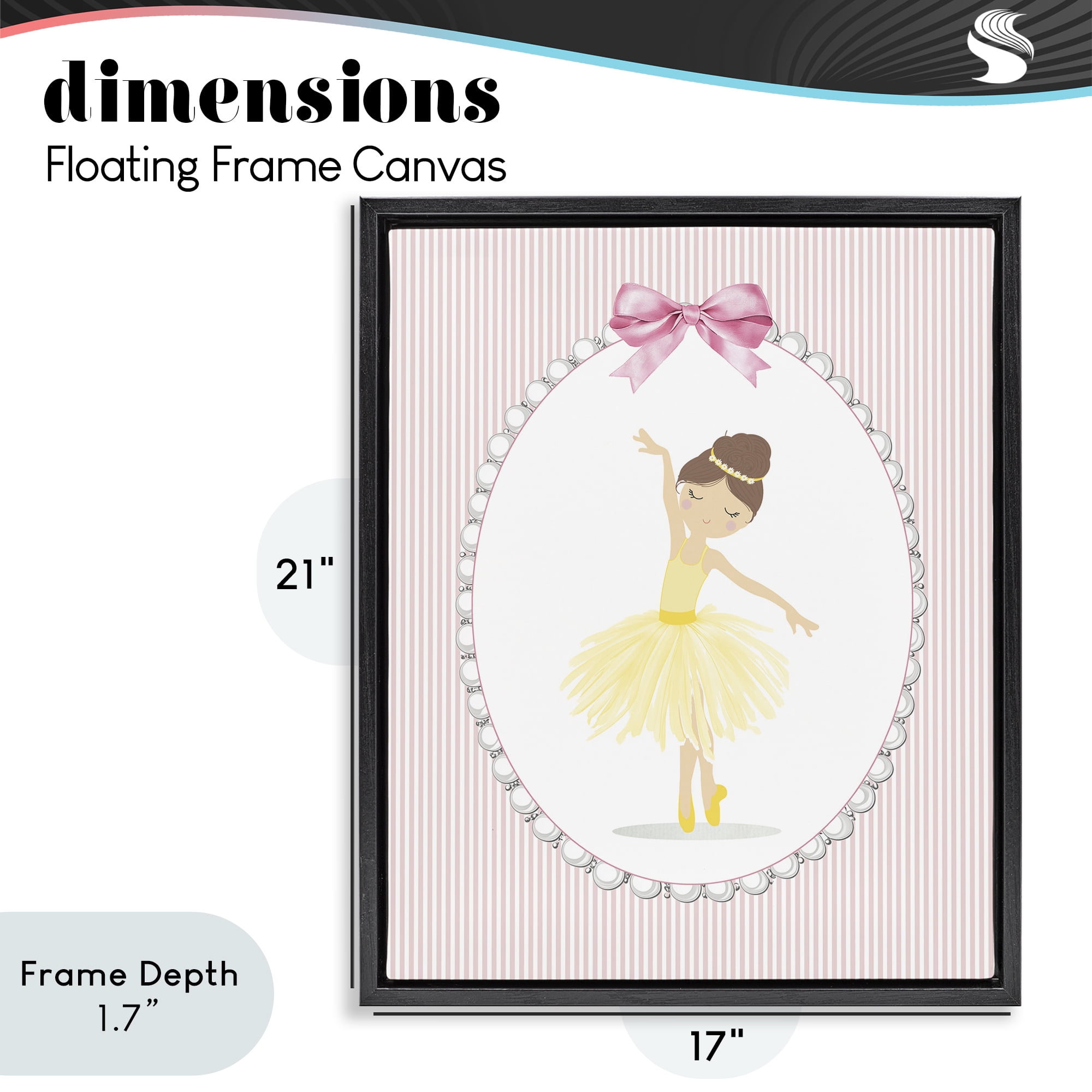 Stupell Industries Dainty Dance on Stripes Black Framed Floater Canvas Wall Art, design by Christine Simpson Art