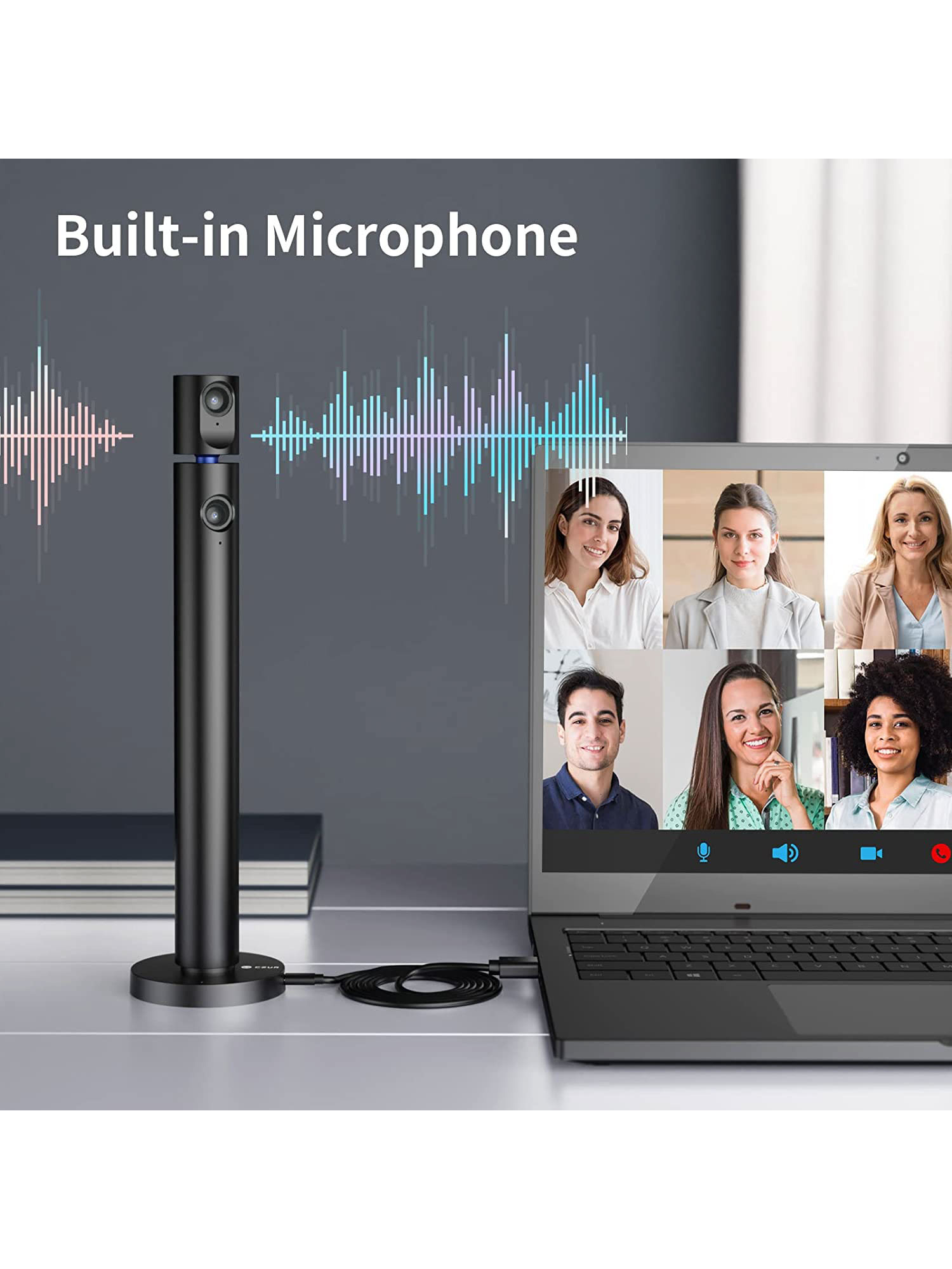 CZUR Halo Streaming No-Mount 1080P Dual Webcam with Microphone, 90 Degree View and Compatible with Skype, Zoom, TikTok, Twitch and FaceTime for Conference, Gaming, Podcast