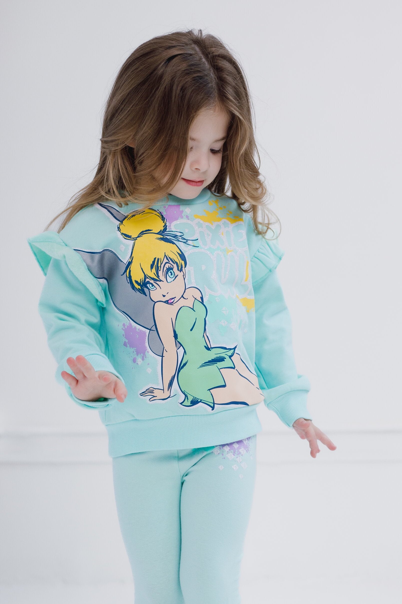 Disney Peter Pan Tinker Bell Fleece Sweatshirt and Leggings Outfit Set Toddler to Big Kid