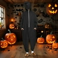 thumbnail image 2 of Rohuuque Christmas Festival Onesie for Unisex Animal Dress Up Adult Pajamas Zipper Hoodie Casual Jumpsuit with Pocket Black, 2 of 9