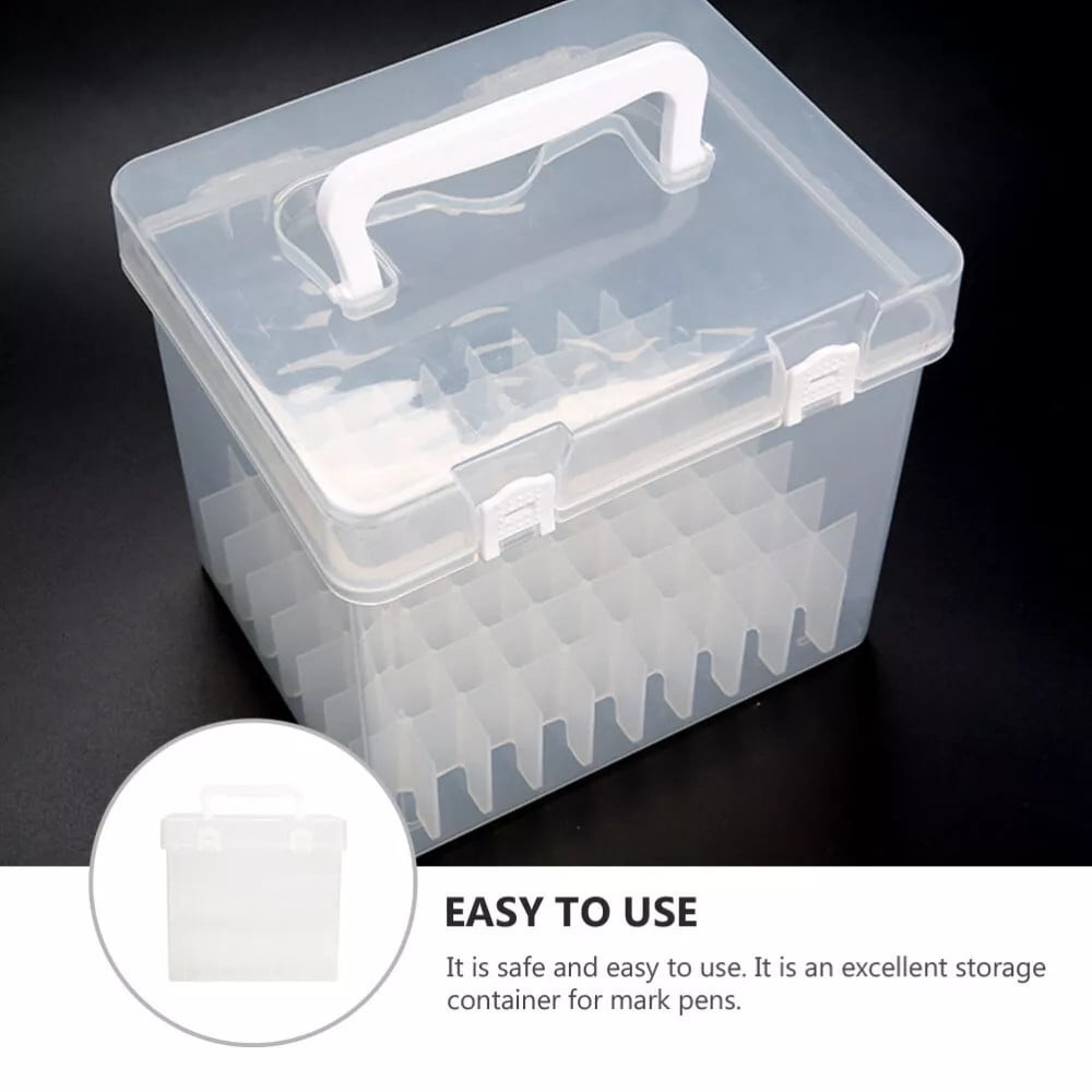 Kugachren Efficient Marker Storage Box, Clear Marker Organizer Plastic Containers with Lid, Stackable Storage Boxes for Craft, Pen, Art, Back to School Supplies