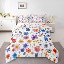Castle Fairy Female Men Women Colorful Floral Flowers Bedding Comforter Set 2pcs,Spring Garden Blossoms Twin Comforter Sets Microfiber,Vintage Exotic Style Breathable Bedding Set