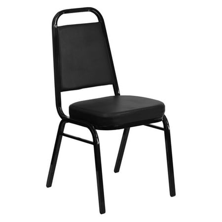 Royal Seating Stacking Chairs - Flash Furniture HERCULES Series Trapezoidal Back Stacking Banquet Chair with Black Vinyl and 2.5'' Thick Seat, Black Frame