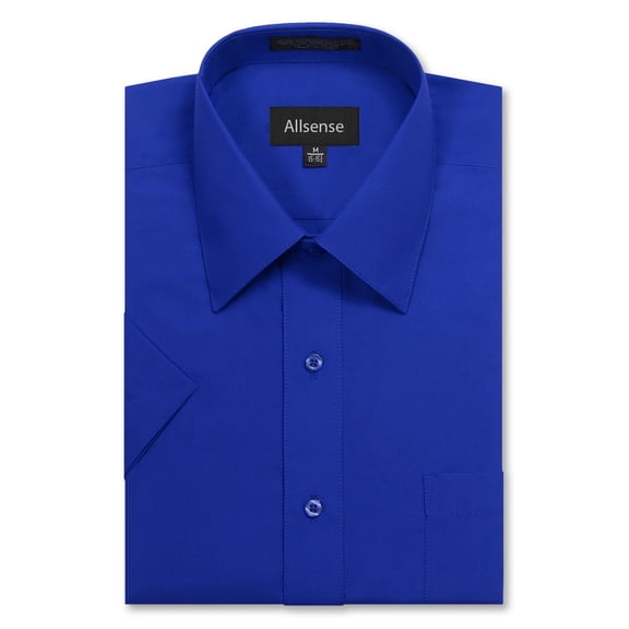 Allsense Men’s Regular-Fit Short-Sleeve Dress Shirt, Royal Blue, Large