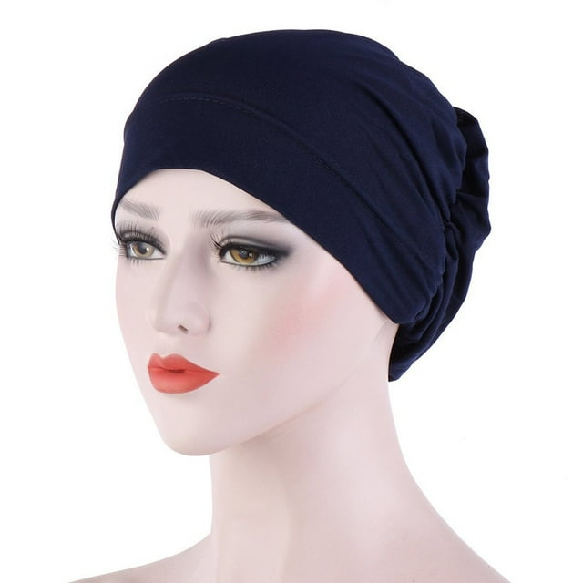 Women Small Solid Color Soft Knotted Night Sleep Beanie Bonnet Chemo Hat Cover
