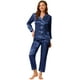 thumbnail image 1 of Conjuntos de pijama para mujer Ropa de dormir de manga larga con botones Traje de noche suave para mujer Conjuntos de salón Pj Azul oscuro L, 1 of 6