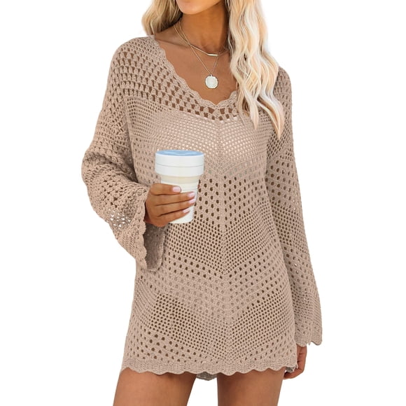 Traje de baño ANRABESS, cuello en V, cuello en V, tejido de malla, color caqui