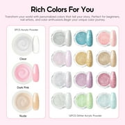 COSCELIA Acrylic Nail Kit with u v Light for Beginners 12PC Glitter Decorations Powders Nail Set Kit Nail Art Professional DIY Gift for Women