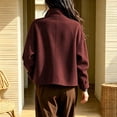 thumbnail image 5 of uublik Trench Coat Women Wine Button Down Collared Short Jacket Trendy Clothes, 5 of 6