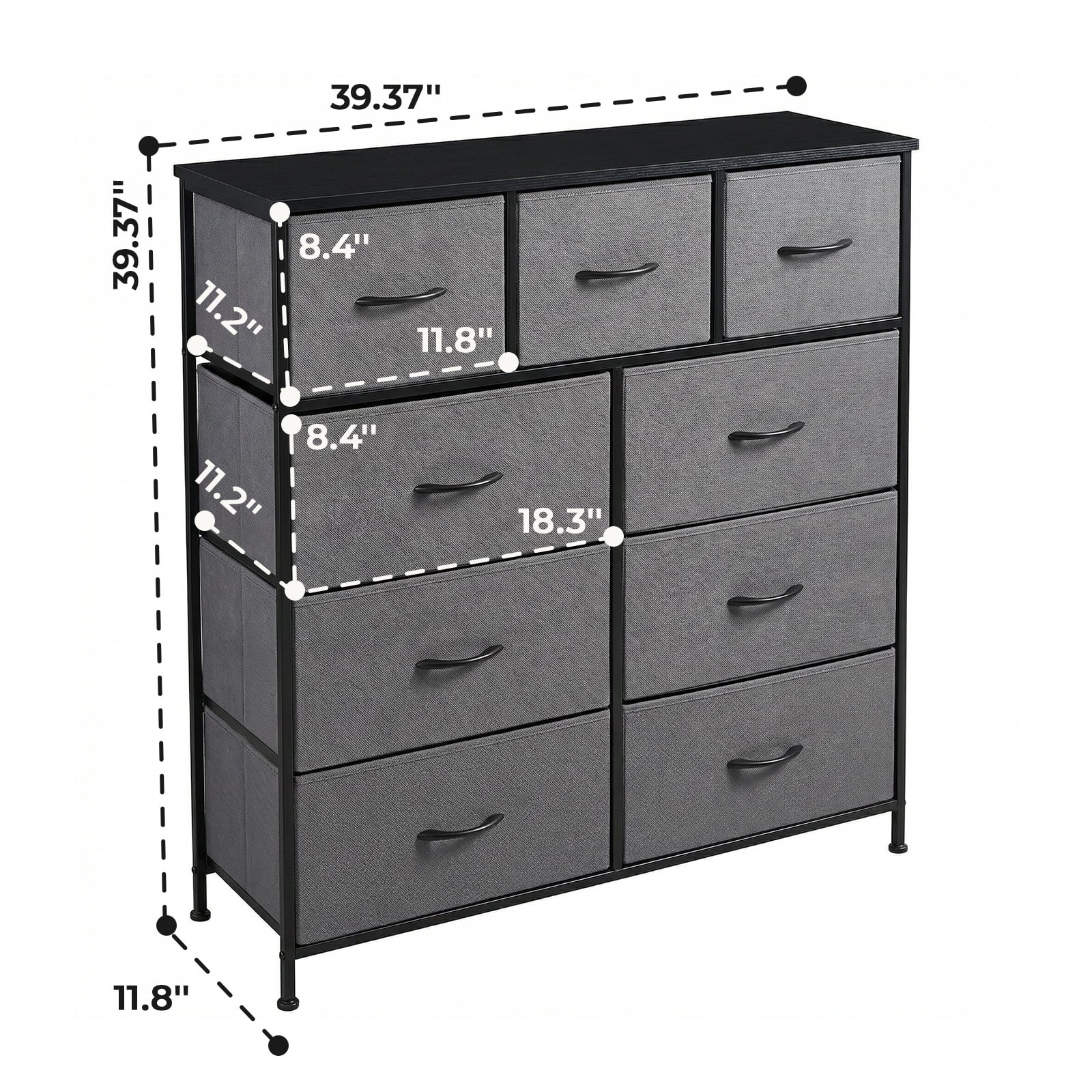 Alvantor Tall Dresser Fabric Storage Tower ,Wooden Top for Kid Room, Closet, Entryway, Nursery