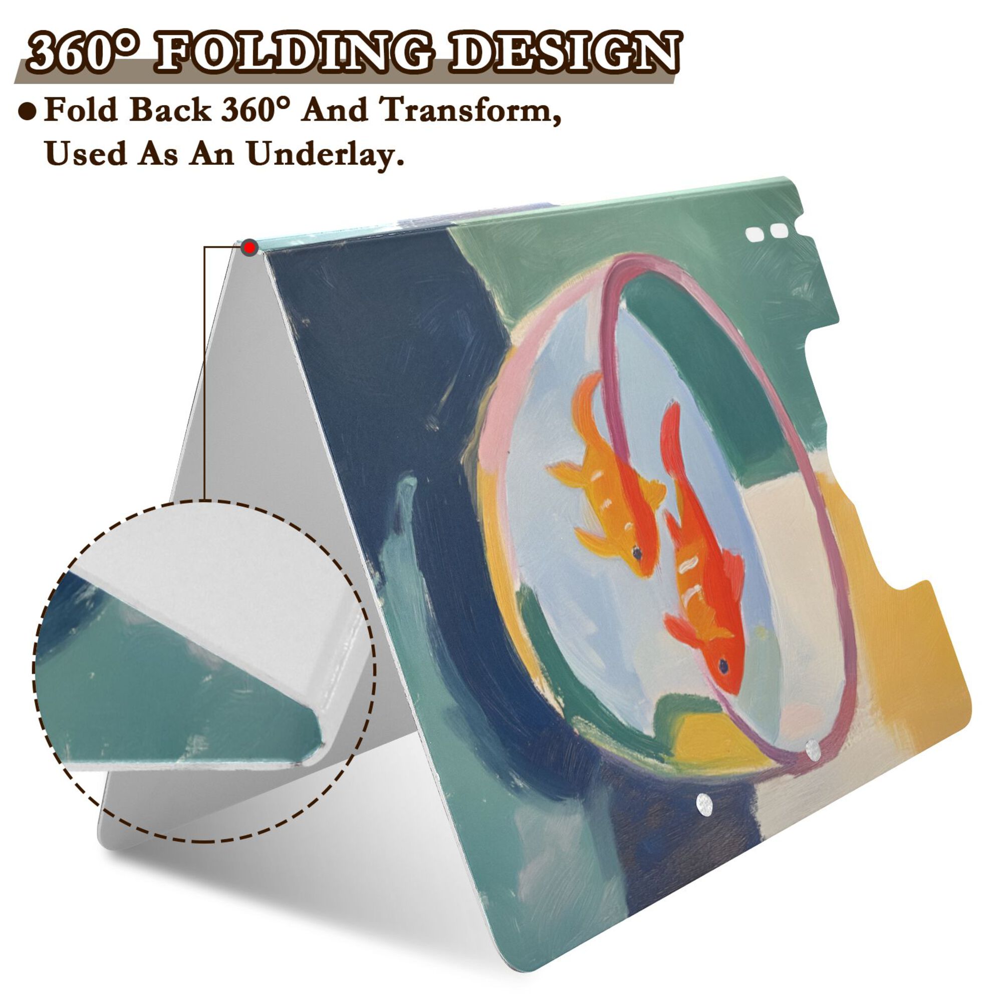 FORMRS A4 Clipboard Folder with Pen Holder Horizontal Foldable School Office Binder, Goldfish Bowl