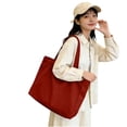 thumbnail image 3 of Hfnxid Women Sophisticated Solid-Color Shoulder Tote with Elegant Lines, Minimalist Vintage Top-Handle Bag for Everyday Style, Spacious Versatile Handbag for Commuting, 3 of 5