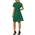 thumbnail image 3 of INSPIRE CHIC Women's Casual Pleated V Neck Belted Short Flutter Sleeve Dresses, 3 of 4