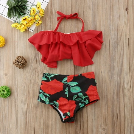 fashion Women´s Daughter Mother Matching Summer High Waist Bikini Set Swimsuit Bathing Suit