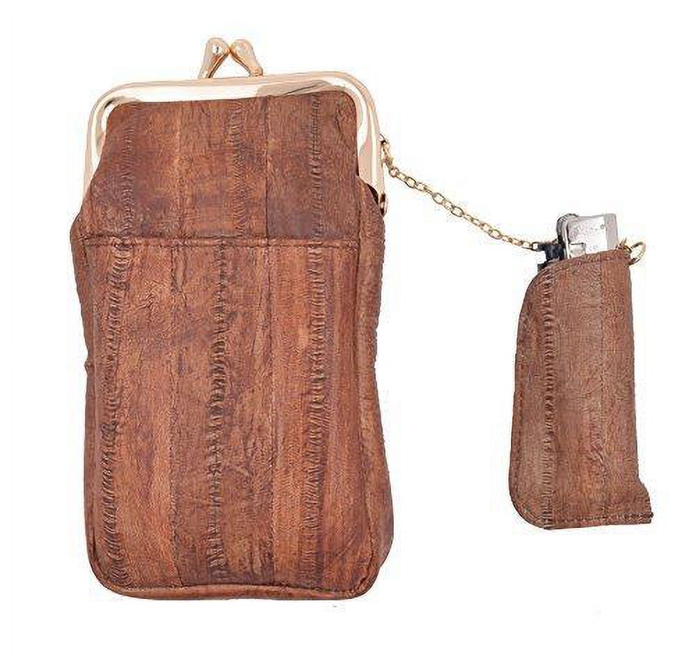 Waterproof Genuine Eel Skin Cigarette Case and Lighter Holder