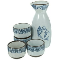 Supvox Japanese Sake Set for Storage with Assorted Color Ceramic Serving Cups and Pot Ideal for Entertaining