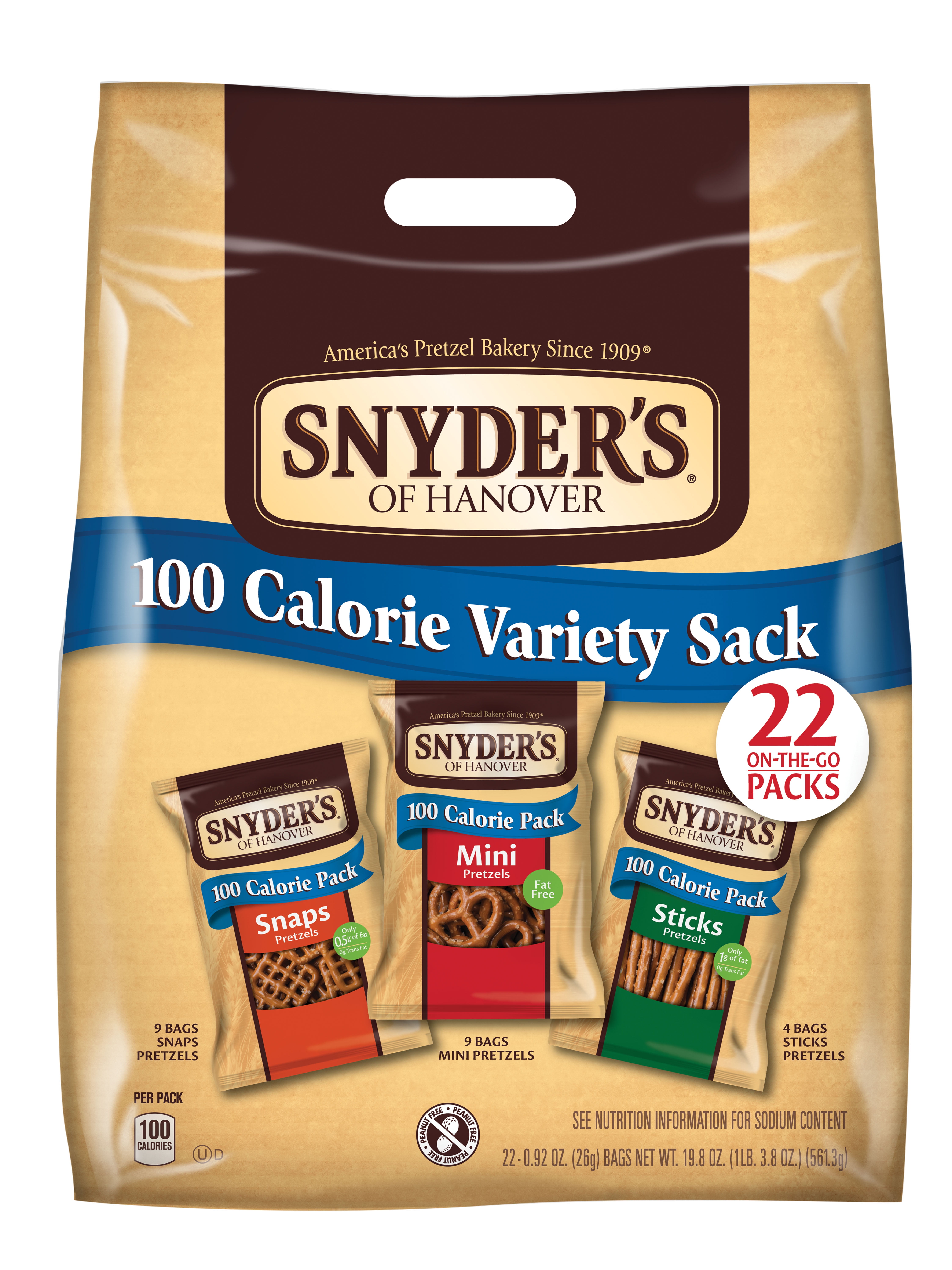 Snyder's of Hanover 100 Calorie Pretzel Variety Pack, 22 Ct (0.92 Oz