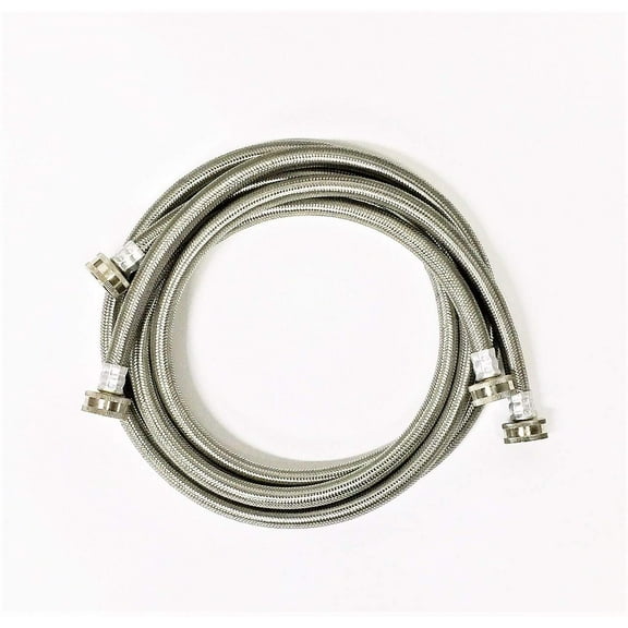 2-Pack Premium Stainless Steel Washing Machine Hoses - 6 FT No-Lead Burst Proof Water Inlet Supply Lines - Universal Connection