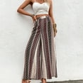 thumbnail image 3 of Pantalones de piernas anchas para mujer, pantalones largos informales, transpirables, con estilo, estampado hermoso, para uso diario, negro S, 3 of 9