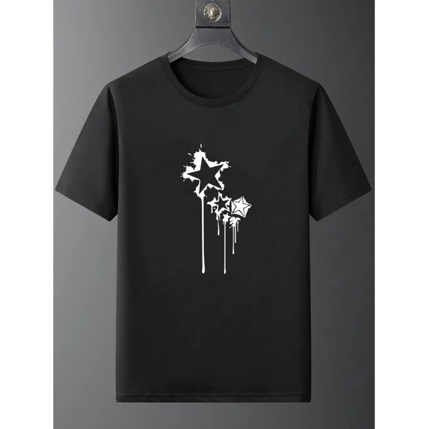 Camisetas de manga corta con estampado de estrellas para hombre, cómodas, informales y transpirables, ideales para entrenamiento físico, jogging y actividades al aire libre.