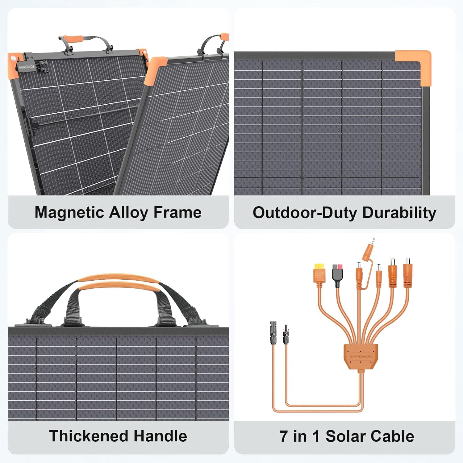 MHPOWOS 400W Portable Bifacial Solar Panel IP68 Lightweight Aluminum Frame for Power Station RV Camping