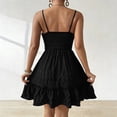 thumbnail image 6 of Busydd Summer Dresses for Women Fashion Ruched Spaghetti Straps Sun Dresses Women Solid Color Sleeveless Square Neck Mini Dress XL, 6 of 6