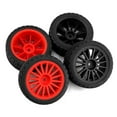 thumbnail image 1 of 4pcs 67mm Plastic Wheel Rubber Tire For 1/10 RC Car Rally On Road TAMIYA TT01 TT02 XV01 XV02 KYOSHO FW06 HSP94123 HPI 2 RED AND 2 BLACK, 1 of 5