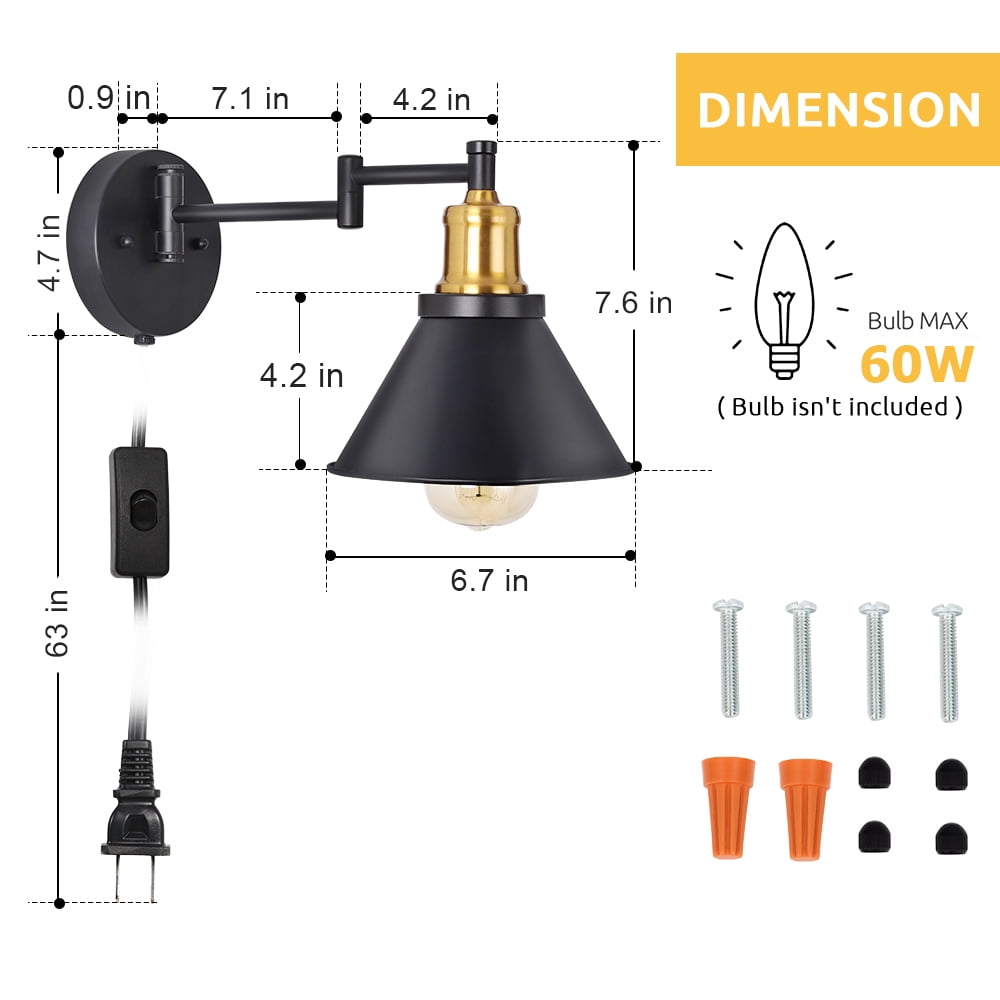 Oumilen Energy Efficient Indoor 2-Light Brass Wall Sconce (2 Count)