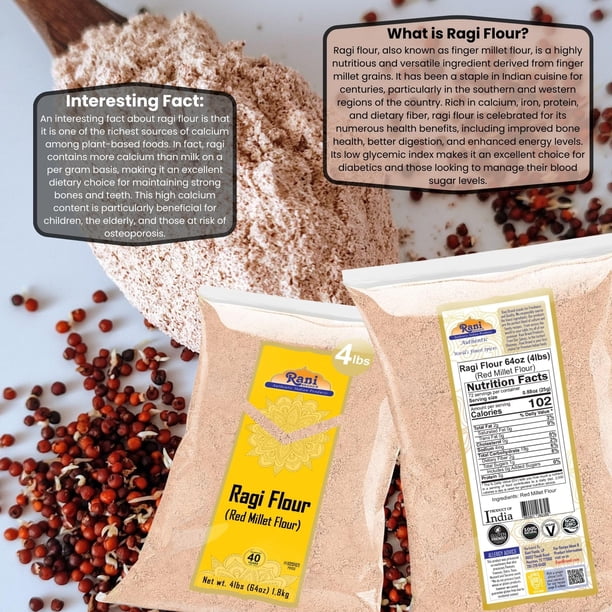ragi Rani Brand, Raggi Flour, 64oz, Finger Millet Powder, All Natural