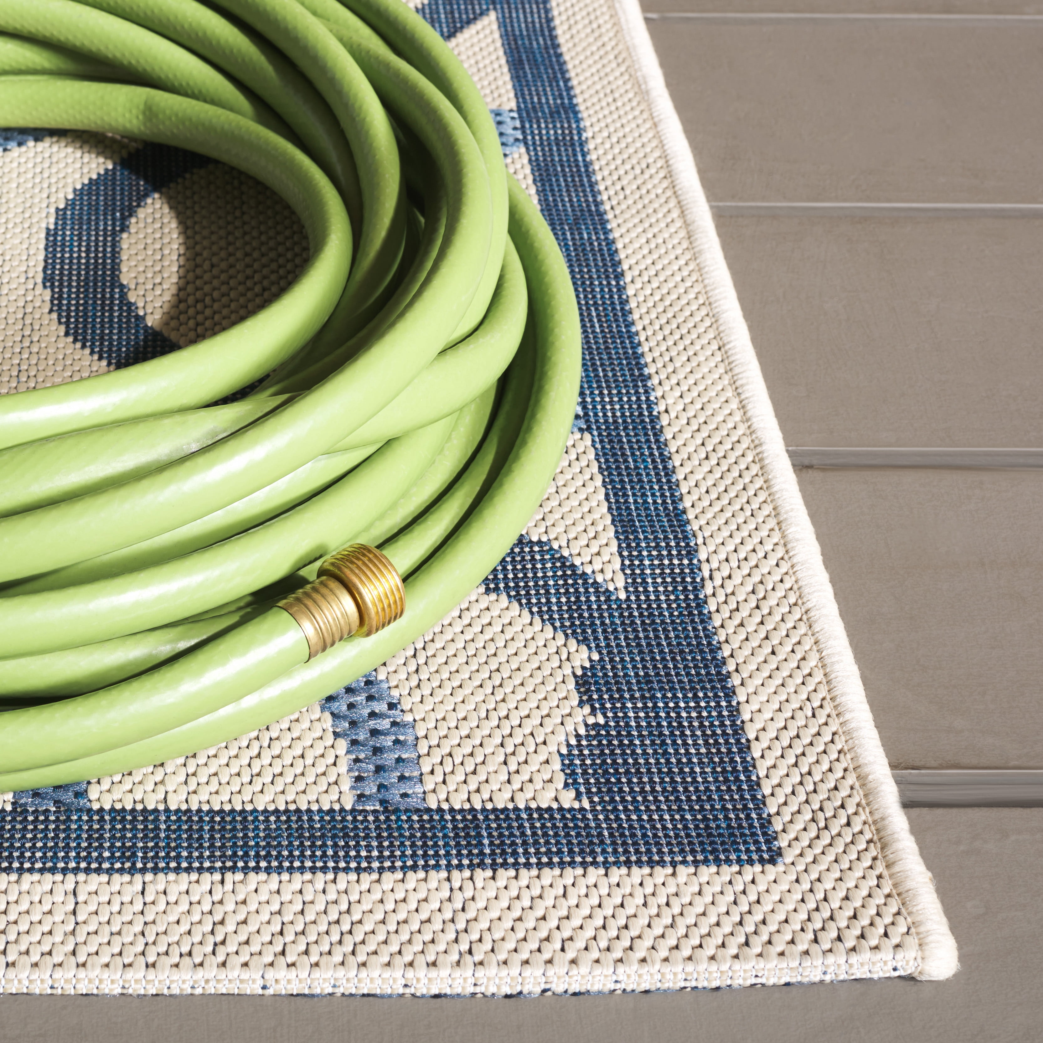 Safavieh Courtyard Bayon Geometric Indoor/Outdoor Runner Rug, Beige/Navy, 2'4" x 12'
