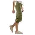 thumbnail image 2 of Capri Cargo Pants for Women Spring Summer Lightweight Elastic Waist Slim Fit Tapered Workout Yoga Pants Capris, 2 of 6