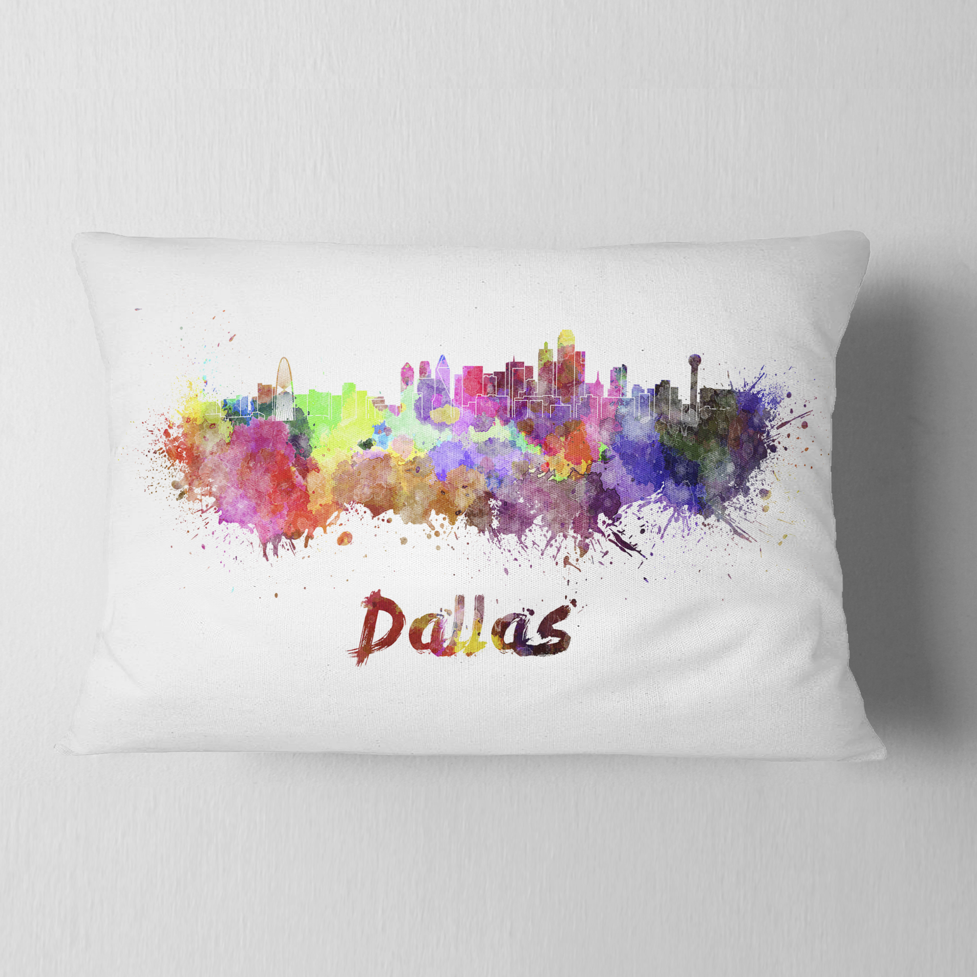 Designart Dallas Skyline - Cityscape Throw Pillow - 12x20