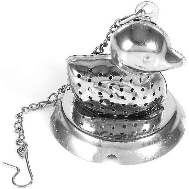 Infusor de té de acero inoxidable 8/20 de grado alimenticio con forma de animal, infusor de especias a base de hierbas, colador de bola con gancho de cadena larga para preparar té suelto