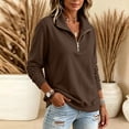 thumbnail image 5 of cocolona Half Zip Pullover Sweatshirts for Women Long Sleeve Solid Color Loose Casual Basic Sweatshirts, 5 of 7