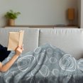 thumbnail image 3 of Geometric Soft Flannel Fleece Blanket, Inner Spirals Ellipse Forms with Wavy Horizontal Short Lines Abstract Modern, Cozy Plush for Indoor and Outdoor Use, 50" x 60", Blue Grey Dust, by Ambesonne, 3 of 5