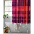 thumbnail image 2 of Split Shower Curtain for Transfer Bench, Red Purple Fabric Shower Curtains for Bathroom, Modern Striped Plaid Abstract Oil Painted Tub Sliding Transfer Bench Waterproof Bath Curtains 72"x78", 2 of 9