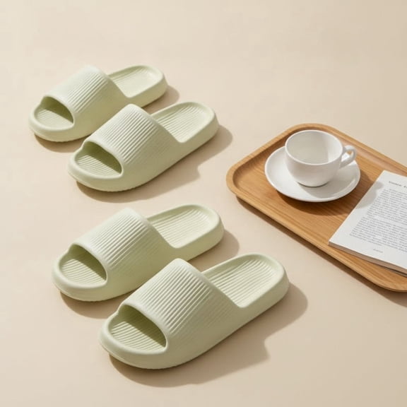 ZROVA Soft EVA Slide Slippers 2-Pack for Couples, Non-Slip Lightweight Open Toe Sandals for Indoor, Bathroom, Shower, Beach & Outdoor Use, Quick-Dry Comfort House Shoes