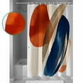 thumbnail image 3 of Small Stall Shower Curtain 36x78 Inch Narrow Half Size Navy Blue Burnt Orange Bath Curtains Bathroom Decor Retro Geometric Modern Waterproof Fabric Shower Curtain Set with Hooks 36 Inch, 3 of 6